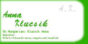 anna klucsik business card